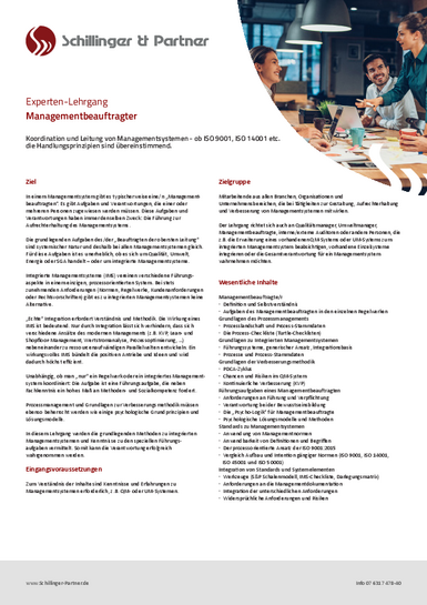 Nähere Informationen zur Ausbildung zum Managementbeauftragten