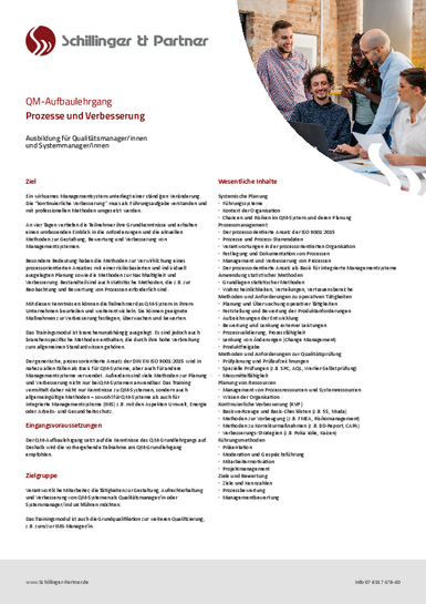 Nähere Informationen zum Qualitätsmanagement-Aufbaulehrgang